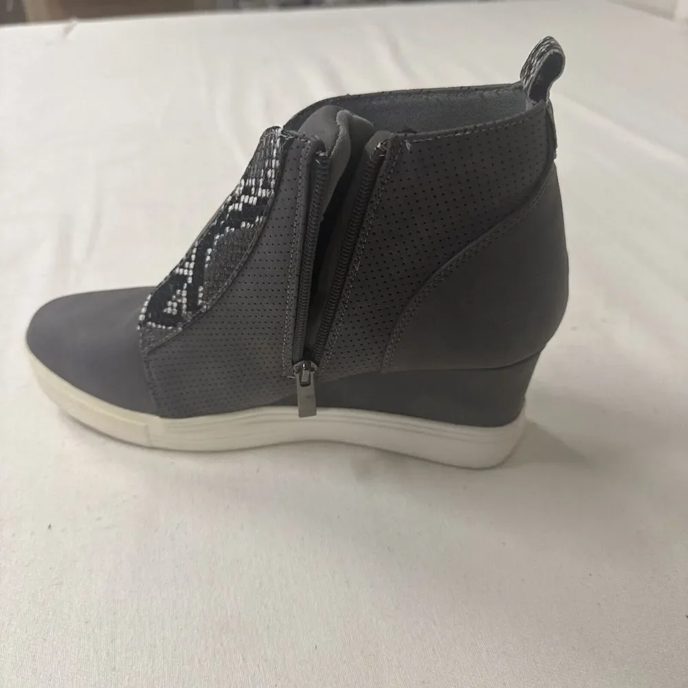katliu Women's Wedge Sneakers Platform Wedge Shoes Animal Print Booties Black 9M